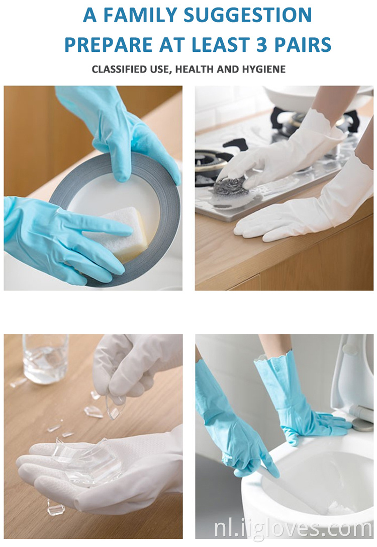 Gedompelde kudde gevoerde aangepaste werk rubberen handschoenen Hand Job huishouden rubber rubber gglove keuken huishouden wassen dip kudde gevoerde handschoenen